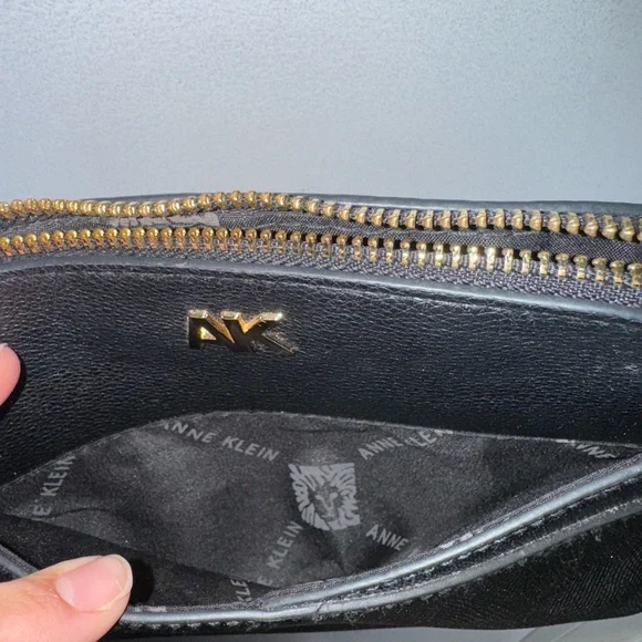 Anne Klein Black Crossbody with Gold Chain Detail - Picture 3 of 4